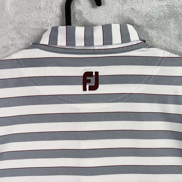 Footjoy Polo Striped Men's XL White/Grey Banyan Creek Golf Course FL Collared - Picture 10 of 13